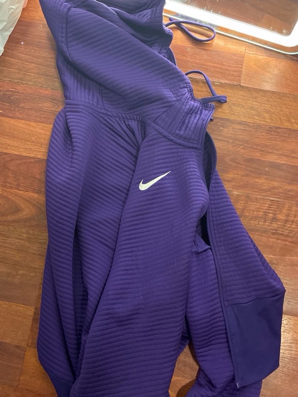 Nike women’s Purple Ribbed Joggers with White Swoosh